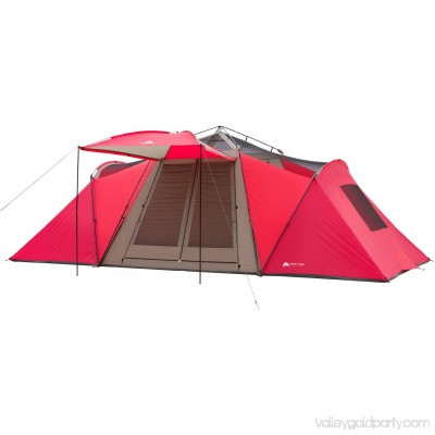 Ozark Trail 21' x 10' 3-Room Instant Tent with Awning, Sleeps 12, Red 554230055